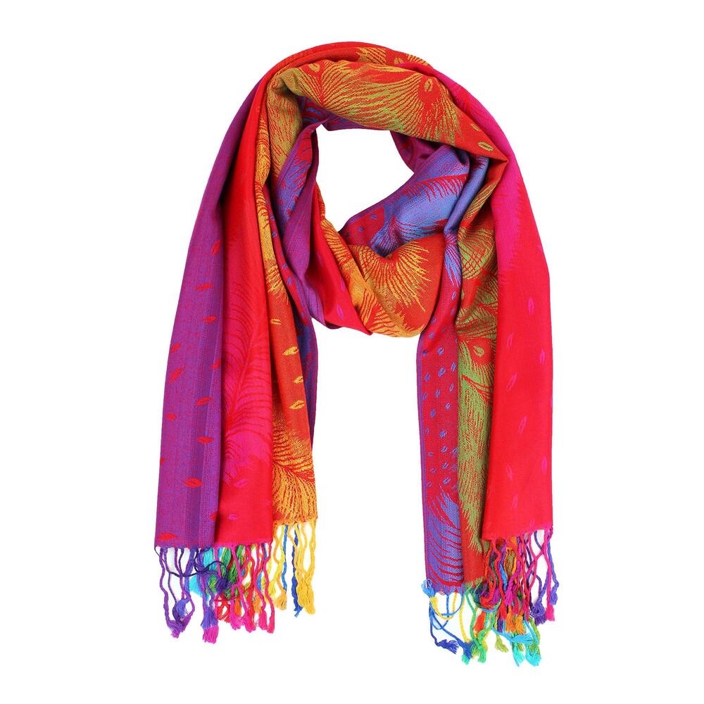 3763 Rainbow Pashmina Colorful Silky Tropical Exotic Wrap